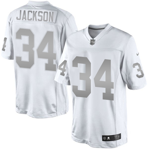 Women's Elite Bo Jackson Nike Jersey White - #34 Platinum NFL Oakland Raiders